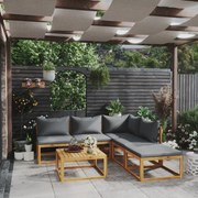 6 pcs conjunto lounge de jardim com almofadões acácia maciça