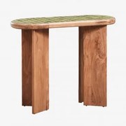 Consola De Entrada 100x40 Cm Em Madeira De Acácia E Azulejos Aitana Verde Melão - Castanho Acácia - Sklum