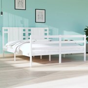 Estrutura de cama 140x190 cm madeira de pinho maciça branco