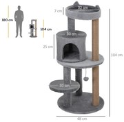 PawHut Árvore Arranhador para Gatos de 104 cm Arranhador para Gatos co