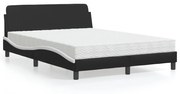 Cama com colchão 140x190 cm couro artificial preto