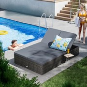 Espreguiçadeira de jardim em polyrattan 200 x 115 x 33 cm Cinza/Antracite