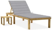 Espreguiçadeira de jardim com mesa e almofadão pinho impregnado