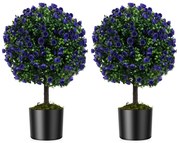 Conjunto de 2 árvores topiárias artificiais de bola dupla