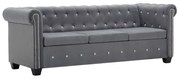 vidaXL Sofá chesterfield três lugares veludo 199x75x72cm cinzento