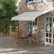 Toldo Manual Retrátil com Manivela 200x250 cm Toldo de Parede com Proteção Solar UV50+ e Estrutura de Alumínio para Jardim Varanda Exterior Creme