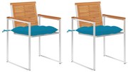 Cadeiras de jardim com almofadões 2 pcs acácia maciça e aço