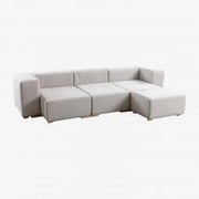 Sofá Modular Chaise Longue De 4 Peças Com 2 Apoia-braços Robert Creme Bege - Sklum