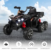 Quadriciclo elétrico infantil de 12 V com espaço de armazenamento e luzes LED mini quadriciclo elétrico 3-6 km/h vermelho