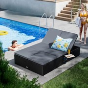 Espreguiçadeira de jardim Polyrattan Preto/Antracite 200x115x33cm