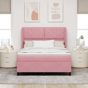 vidaXL Cama Box com Colchão Rosa 140x190 cm em Veludo