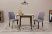 Conjunto de Mesa de Jantar Extensível Vina – Nogueira e Cinza – Mesa:
