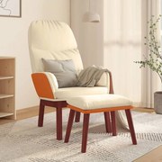 vidaXL Cadeira de descanso com banco tecido cor creme