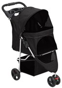 vidaXL Carrinho dobrável para cães 80x46x98 cm tecido oxford preto