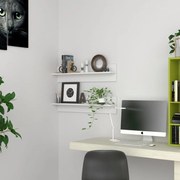 Estantes de parede 2 pcs 80x11,5x18 cm contraplacado branco