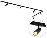 Sistema de iluminação de trilho moderno com 5 focos preto 1-fase GU10 35mm - Iconic Jeana Luxe Moderno