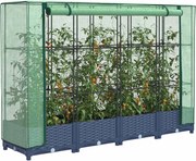 vidaXL Canteiro elevado com cobertura para estufa, estilo rattan, 160x40x123 cm