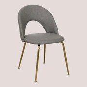 Cadeira De Jantar Estofada Glorys Dourado & Tecido Toupeira Claro & Tela - Sklum