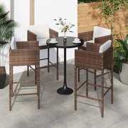 vidaXL Bancos de bar com almofadões 4 pcs vime PE castanho
