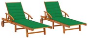 vidaXL Espreguiçadeiras com almofadões 2 pcs madeira de acácia maciça