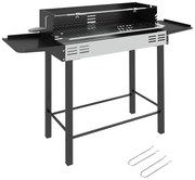 Outsunny Barbacue Portátil com Espeto a Carvão 118x32x90 cm Espeto Giratório Ajustável Altura 3 Níveis Preto | Aosom Portugal