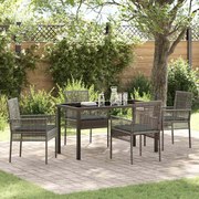 vidaXL Conjunto de Jantar para Jardim de 5 Peças com Almofadas Rattan Poliéster Cinza
