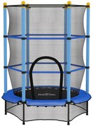 HOMCOM Trampolim para Crianças com Rede de Segurança e Estrutura de Aço para Interiores e Exteriores Carga 50kg Ø140x190 cm Azul | Aosom Portugal