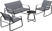 Outsunny Conjunto de Móveis de Jardim para 4 Pessoas Lounge Respirável com Sofá 2 Lugares 2 Poltronas Mesa Redonda | Aosom Portugal