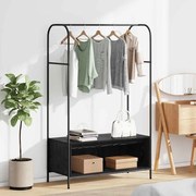 vidaXL Porte-Roupas com Prateleiras Carvalho Preto 100x44x160 cm