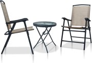 vidaXL 3 pcs conjunto de bistrô aço cinzento-acastanhado
