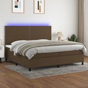 vidaXL Cama box spring c/ colchão/LED 200x200cm tecido castanho-escuro