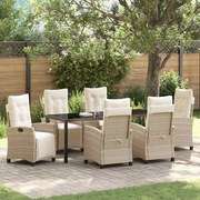 vidaXL Conjunto de Jantar de Jardim de 7 Peças em Rattan Poliéster Beje