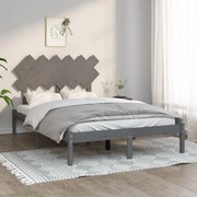 vidaXL Estrutura de cama casal 135x190 cm madeira maciça cinzento