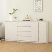 vidaXL Armários de apoio 3 pcs pinho maciço branco