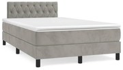 vidaXL Cama box spring colchão LED 120x190 cm couro artif. cinza-claro
