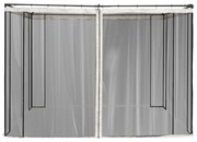 Outsunny 4 Painéis Laterais 302x207 cm para Tenda de Jardim Mosquiteira com Zíperes e Anéis Preto