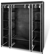 vidaXL Armário tecido com compartimentos e varões 45x150x176 cm preto