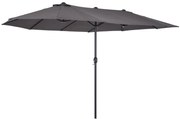 Outsunny Chapéu de Sol Duplo Jardim 4,6x2,7x2,4m Proteção Anti UV Manivela Exterior Resistente Intempéries Cinza | Aosom Portugal
