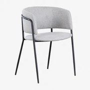 Cadeira De Jantar Estofada Nalon Negro & Tecido Cinza Claro & Tecido - Sklum