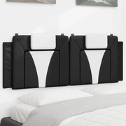vidaXL Almofadão de cabeceira 120 cm couro artificial preto e branco
