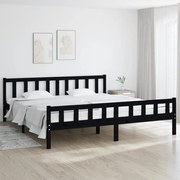 Estrutura de cama super king 180x200 cm madeira maciça preto