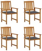 vidaXL Cadeiras de jardim c/ almofadões 4 pcs madeira de acácia maciça