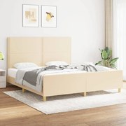 vidaXL Estrutura de cama sem colchão 180x200 cm tecido cor creme