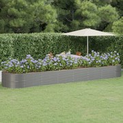 vidaXL Canteiro elevado jardim 584x140x68 aço revestido a pó cinzento