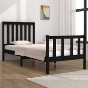 vidaXL Estrutura de cama pequena solteiro 75x190 cm pinho maciço preto