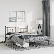 vidaXL Estrutura de cama em metal com cabeceira 150x200 cm preto