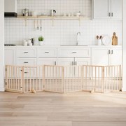 vidaXL Portão para cães com porta dobrável, 6 painéis, 300 cm, madeira de álamo