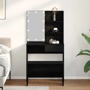 Conjunto de Mesa de Maquilhagem vidaXL com LED em Carvalho Preto de Madeira de Engenharia