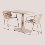 Conjunto De Mesa Oval E 2 Cadeiras De Jardim Janti Nude Beige - Sklum