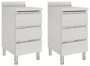 vidaXL Armários p/ cozinha comercial c/ 3 gavetas 2 pcs aço inoxidável